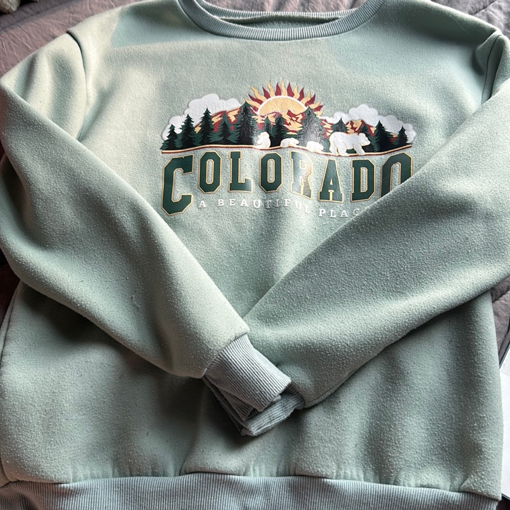 Shein colorado green crew neck hoodie